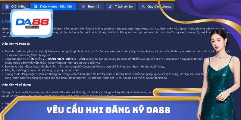 Yêu cầu khi đăng ký DA88